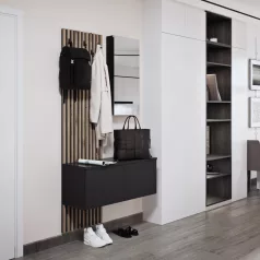 Előszobai szett, fekete/artisan tölgy, REBEKA