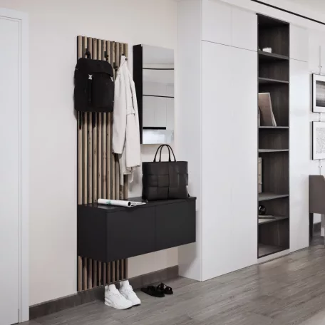 Előszobai szett, fekete/artisan tölgy, REBEKA