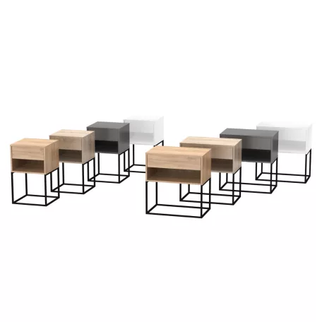 Éjjeliszekrény/kisasztal, artisan tölgy/fekete, ARTI TYP 2