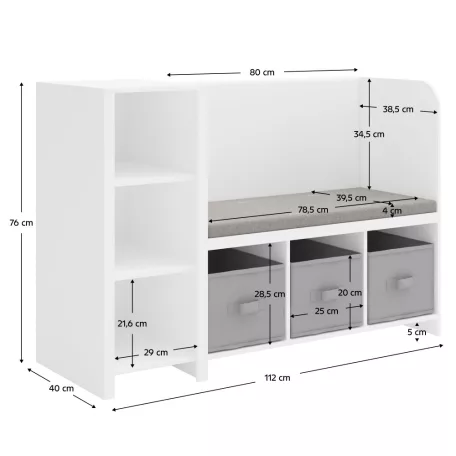 Polcállvány paddal, fehér/szürke, BENKO