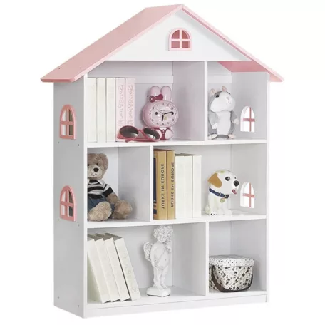 Gyerek könyvespolc, fehér/rózsaszín, MAISON TYP 1