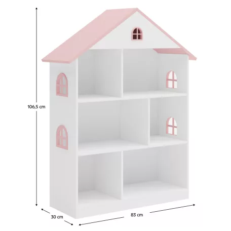 Gyerek könyvespolc, fehér/rózsaszín, MAISON TYP 1