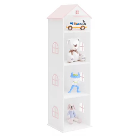 Gyerek könyvespolc, fehér/rózsaszín, MAISON TYP 2