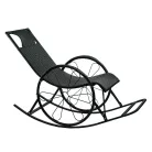 Hintaszék, rattan/fém, fekete, ROKIN