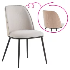Étkezőszék, bézses barna/natúr fa/fekete, VUDIA