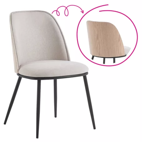 Étkezőszék, bézses barna/natúr fa/fekete, VUDIA