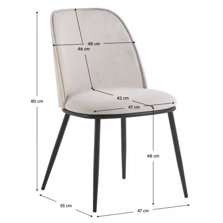 Étkezőszék, bézses barna/natúr fa/fekete, VUDIA