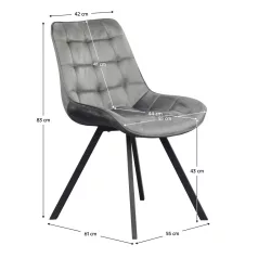 Étkezőszék, sötétszürke Velvet szövet/fekete, SAMIRA