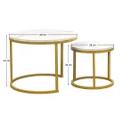 Dohányzóasztal, 2 db-os szett, arany/márvány imitáció, DAMON