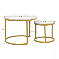   Dohányzóasztal, 2 db-os szett, arany/márvány imitáció, DAMON