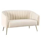 Design kétszemélyes kanapé, bézs Velvet szövet/gold króm-arany, BAGY