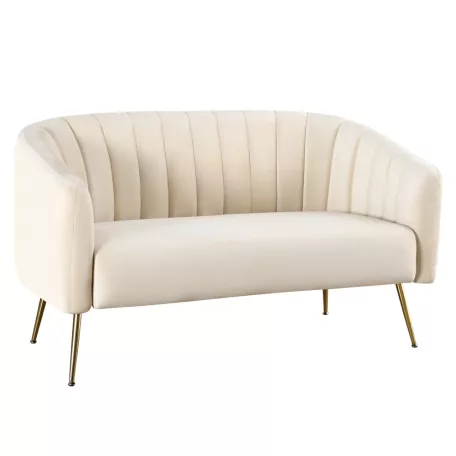 Design kétszemélyes kanapé, bézs Velvet szövet/gold króm-arany, BAGY