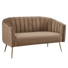 Design kétszemélyes kanapé, barna Velvet szövet/gold króm-arany, BAGY