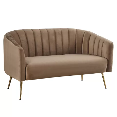 Design kétszemélyes kanapé, barna Velvet szövet/gold króm-arany, BAGY