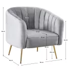 Design fotel, szürke Velvet szövet/gold króm-arany, BAGY