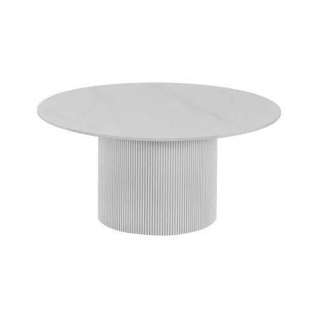 Dohányzóasztal, fehér márvány/MDF, átmérő 80 cm, MAHIR TYP 1