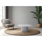 Dohányzóasztal, fehér márvány/MDF, átmérő 80 cm, MAHIR TYP 1