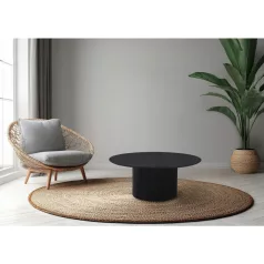 Dohányzóasztal, fekete, átmérő 80 cm, MAHIR TYP 2