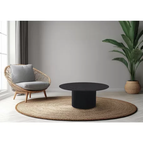 Dohányzóasztal, fekete, átmérő 80 cm, MAHIR TYP 2