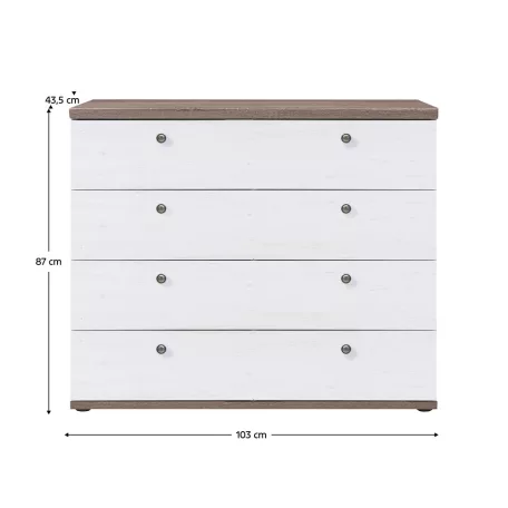 Komód, canyon fenyő/sonoma trüffel tölgy, TEINA KOM4S