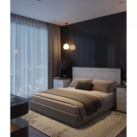 Ágy ágyráccsal, 160x200, canyon fenyő/sonoma trüffel tölgy, TEINA