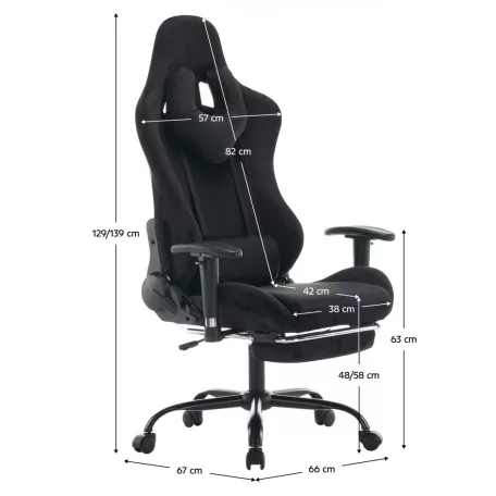 Irodai/gamer szék, fekete Velvet szövet, SALOP
