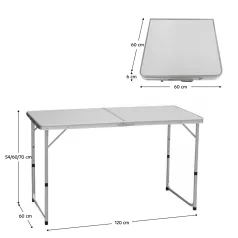   Összecsukható kempingasztal, 120 cm, alumínium/MDF, KEPI TYP 1