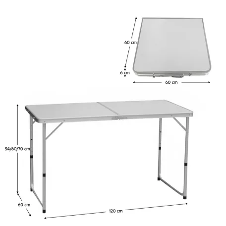 Összecsukható kempingasztal, 120 cm, alumínium/MDF, KEPI TYP 1