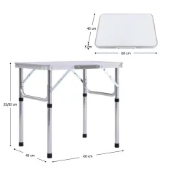   Összecsukható kempingasztal, 60 cm, alumínium/MDF, KEPI TYP 2