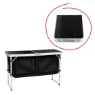 Összecsukható kempingasztal rendszerezővel, 120 cm, alumínium/MDF, KEPI TYP 3