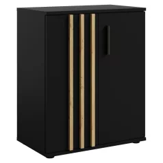 Komód, 2D, fekete/artisan tölgy, TOLIS TYP 1