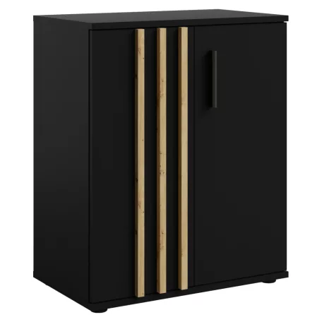 Komód, 2D, fekete/artisan tölgy, TOLIS TYP 1