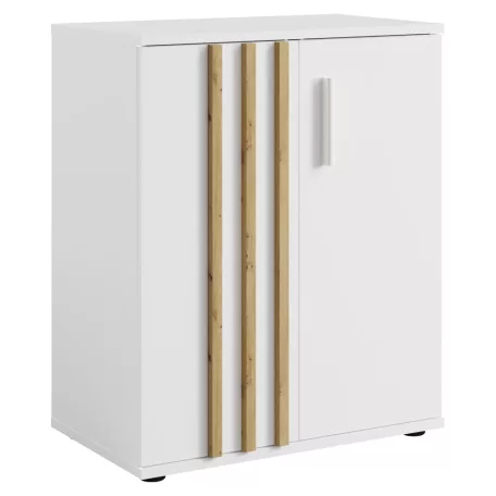 Komód, 2D, fehér/artisan tölgy, TOLIS TYP 1