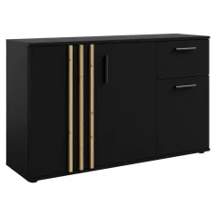 Komód, 3D1S, fekete/artisan tölgy, TOLIS TYP 2