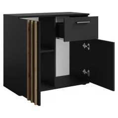 Komód, 2D1S, fekete/artisan tölgy, TOLIS TYP 4