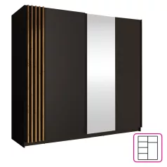 Szekrény, 2D-200, fekete/artisan tölgy, BAJADERO TYP 2