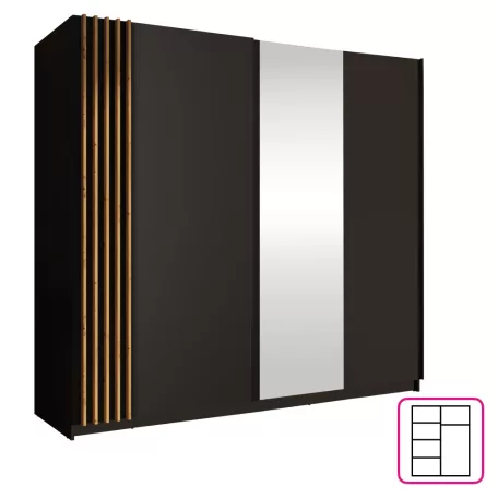 Szekrény, 2D-200, fekete/artisan tölgy, BAJADERO TYP 2