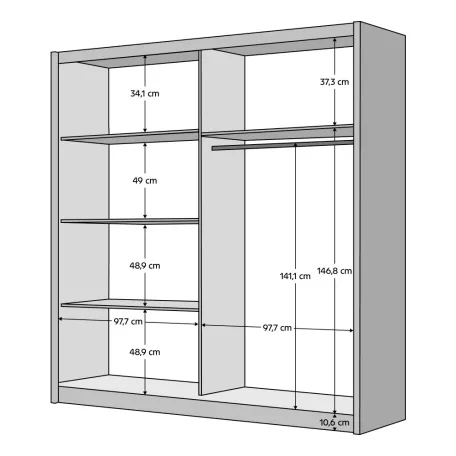 Szekrény, 2D-200, fekete/artisan tölgy, BAJADERO TYP 2