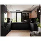 Magas szekrény beépített sütőhöz, fekete/okapi dió, MENZO 60 DP-210 2F