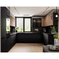   Magas szekrény beépített sütőhöz, fekete/okapi dió, MENZO 60 DP-210 2F