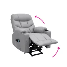 Állítható masszázs fotel, világosszürke, HUDSON