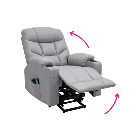 Állítható masszázs fotel, világosszürke, HUDSON