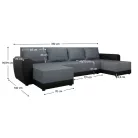 Univerzális ülőgarnitúra, szürke/fekete, DAKAR NEW U