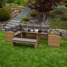 Kerti rattan szett, szürkésbarna/világosbarna, SAGIR