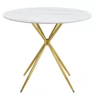 Étkezőasztal, fehér márvány/gold arany króm, átmérő 90 cm, MEKNER