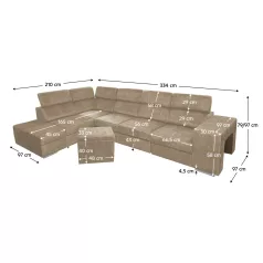 Ülőgarnitúra, bézs, balos, MALAGA BIG