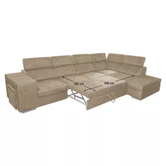 Ülőgarnitúra, bézs, jobbos, MALAGA BIG