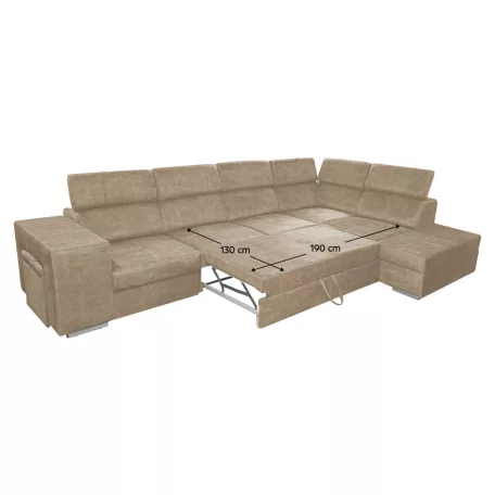 Ülőgarnitúra, bézs, jobbos, MALAGA BIG