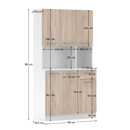 Hatajtós szekrény, fehér/sonoma tölgy, PELION NEW