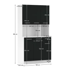 Hatajtós szekrény, fehér/fekete, PELION NEW